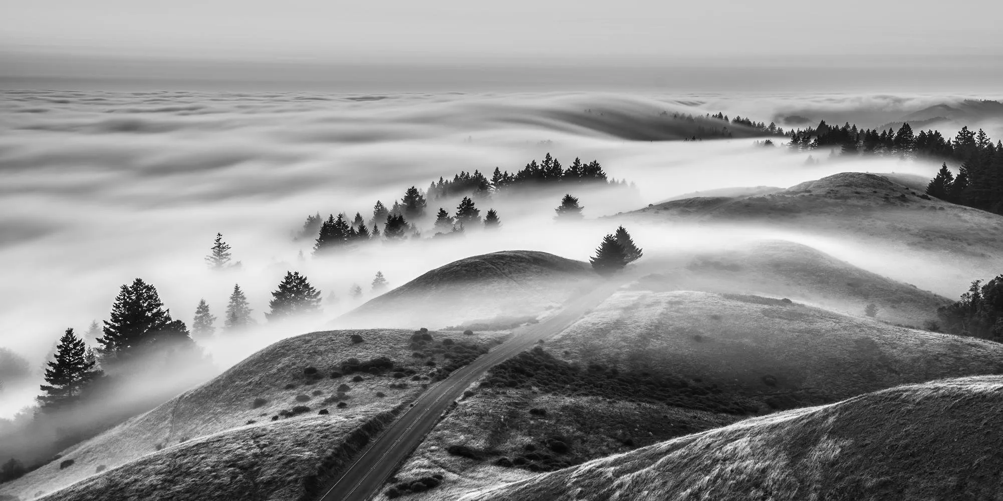 Fog rolling over mountain ridgeline at sunrise - West Ridge Environmental